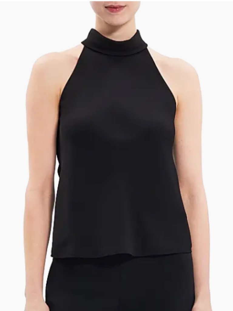 Theory Roll Neck Halter Top In Recycled Georgette Nwt